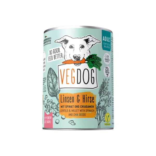 VEGDOG 6x Adult Lentejas y Mijo - Comida húmeda para Perros - Imatge 2
