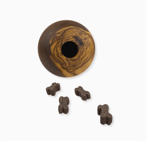 Olivi Pelota de madera para snacks Juguete de madera de olivo para perros - Imatge 2
