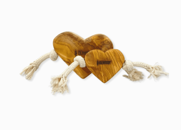 Olivi Corazón de Madera de Olivo. Juguete con cuerda Perros