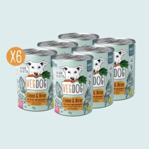 VEGDOG 6x Adult Lentejas y Mijo - Comida húmeda para Perros