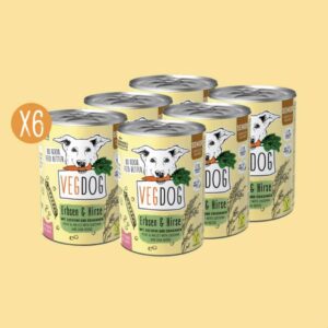 VEGDOG 6x Senior Guisantes y mijo - Comida húmeda para perros