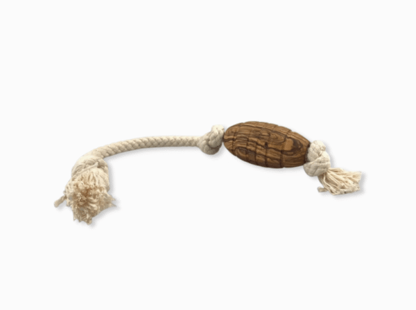 Olivi Balón de rugby de madera de olivo con cuerda para perros - Imatge 4