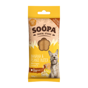 Soopa Dental Sticks Plátano y Mantequilla de Cacahuete