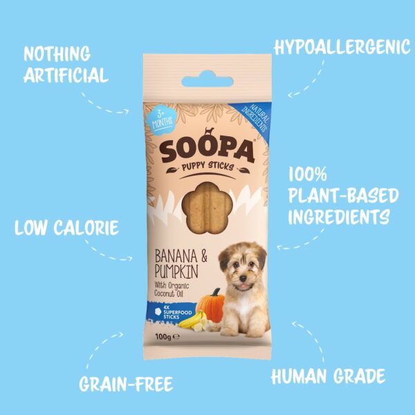 Soopa Dental Sticks Puppy Plátano y Calabaza - Imagen 3
