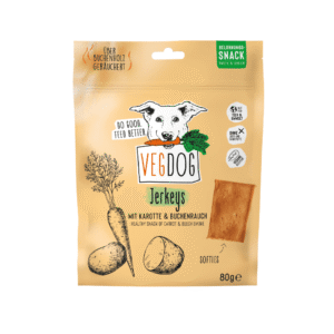 VEGDOG Jerkeys Snack vegano con patata y zanahoria