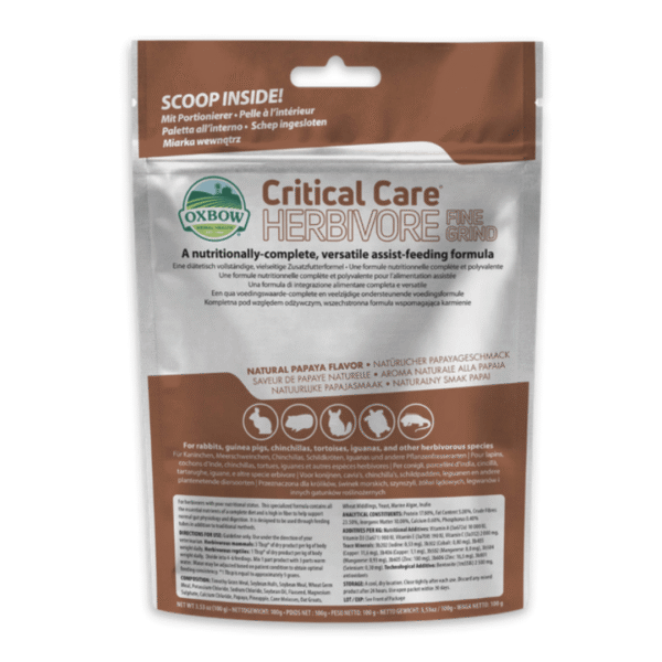 Oxbow Critical Care Herbívoros Fino (sabor papaya)
