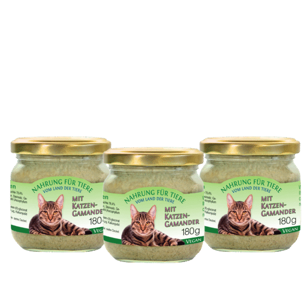 Pack de 3 tarros de alimento húmedo para gatos con hierba gatera - Nahrung für tiere