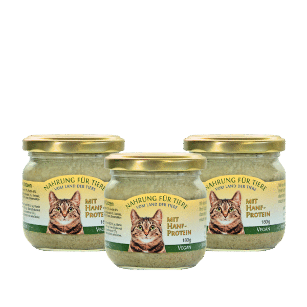 Pack de 3 Tarros de alimento húmedo para gatos con cáñamo - Nahrung für tiere