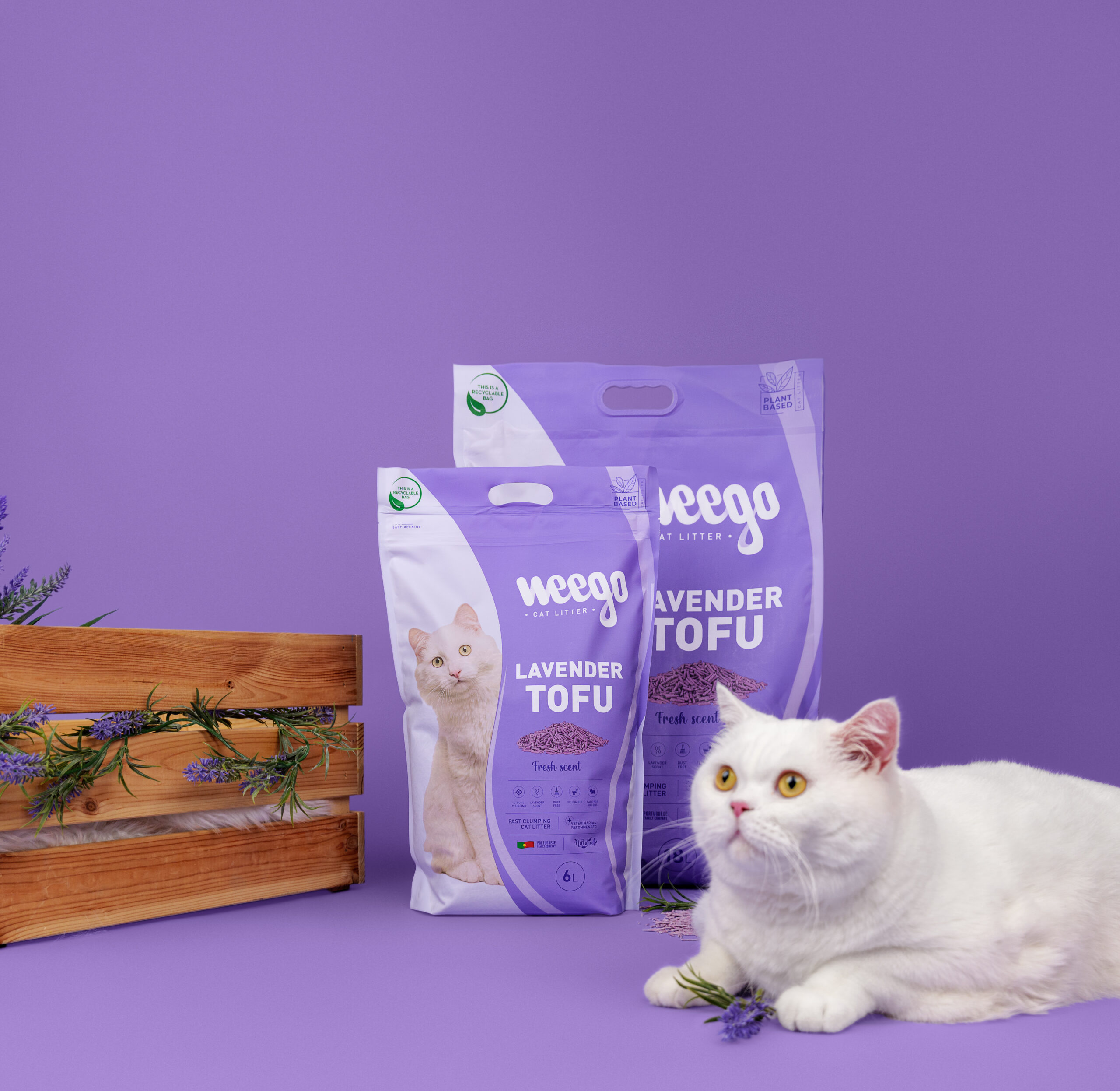 Arena aglomerante de tofu con aroma a lavanda - Weego - Imagen 5