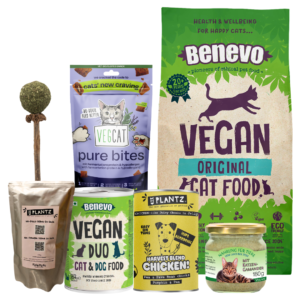 Starter Pack GATOS Benevo Pienso, latas y juguete para gato adulto